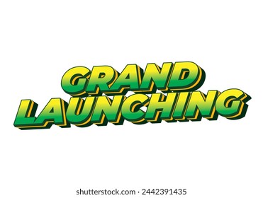 Gran lanzamiento. Diseño de efectos de texto en colores amarillo y verde