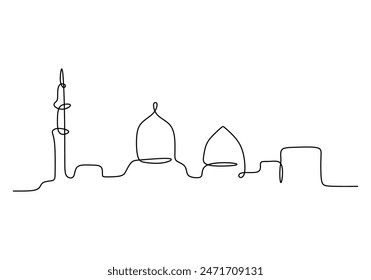 Grand Mosque landmark continuous line drawing. Building and architecture concept. Vector illustration minimalist design hand drawn.