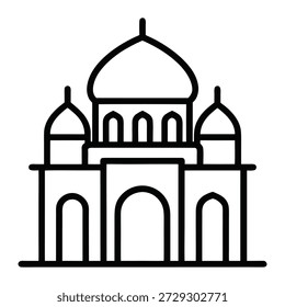 Gran Vector paisajístico de la mezquita con patio de la sala de oración y arcos decorativos