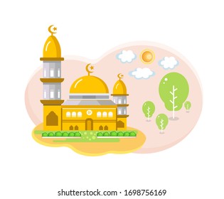 Grand Mosque a new vector. Islam, Moslem, Praying. flat design illustration.