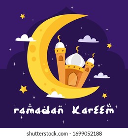 Grand Mosque a new vector. Islam, Moslem, Praying. flat design illustration.

