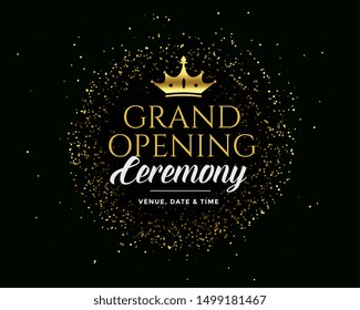 grand open golden premium dark invitation banner design
