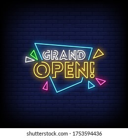 Grand open Neon Signs Style Text vector