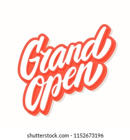 Grand Open sign. Vector lettering.