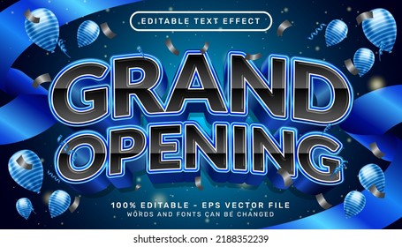 grand opening 3d editable text effect blue and black color