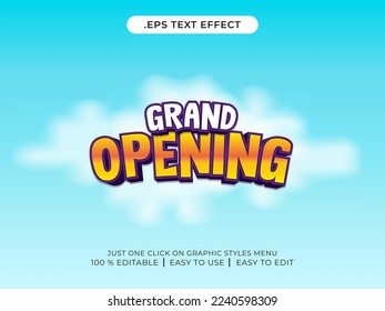 Grand Opening 3D editable text effect, For Branding, Mockup, Social Media Banner, Cover, Book, Games, Title.