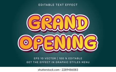 Grand opening 3d editable text effect. Suitable for brand or business logo