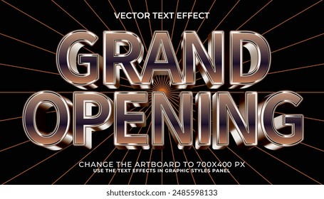 grand opening 3d editable vector text effect. modern style text effect