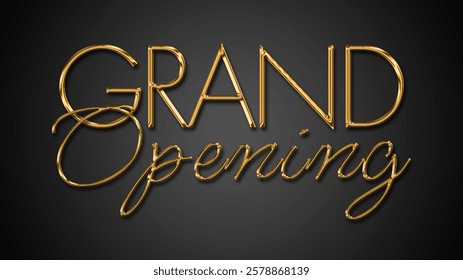 Grand Opening 3d gold lettering typographic Golden metallic glitter calligraphy.