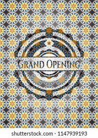 Grand Opening arabesque style badge. arabic decoration.