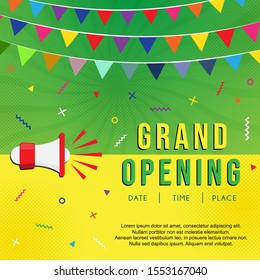 Grand Opening Background Design with Green and Yellow