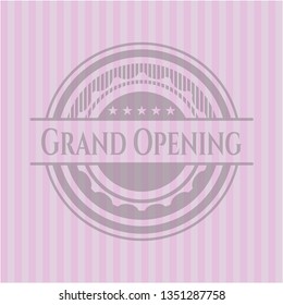 Grand Opening badge with pink background