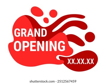 Grand Opening banner - catchy typographic, organic shapes, poster template