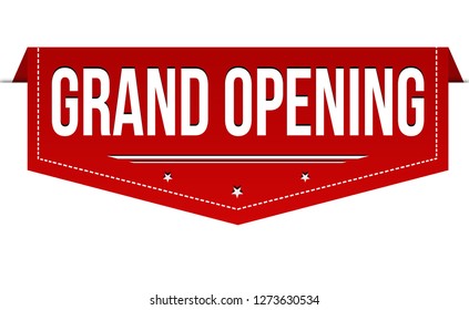 Grand opening banner design on white background, vector illustration