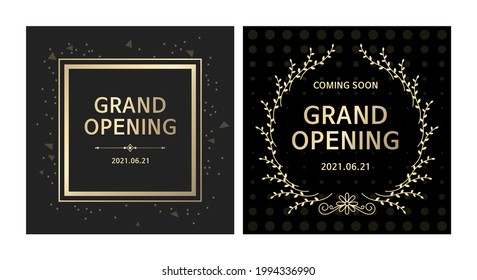 Grand opening banner design on the black background.