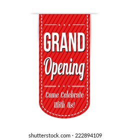 Grand opening banner design over a white background, vector illustration