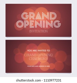 Grand opening banner with elegant background vector illustration, invitation card. Template flyer, invite design element for opening ceremony 