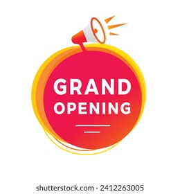 Grand opening banner, label, icon modern style. Vector template isolated white background.