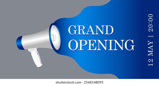 grand opening banner with megaphone ticket