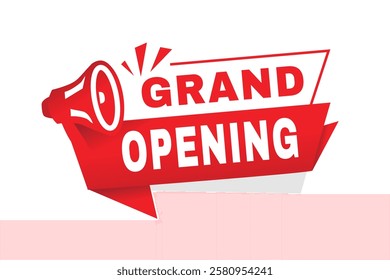 Grand opening banner, sign announcement vector illustration design with megaphone. web element or template design.