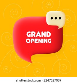 Grand opening banner. Speech bubble with Grand opening text. Business concept. 3d illustration. Spiral background. Vector line icon for business and advertising.
