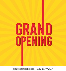 Grand Opening banner, template design. Advertising design for social network vector illustration. Grand opening invitation template, poster, flyer. Colorful Grand opening text on retro background.