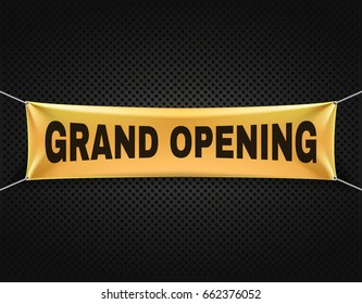 Grand opening banner vector text background. Announcement for business grand open illustration