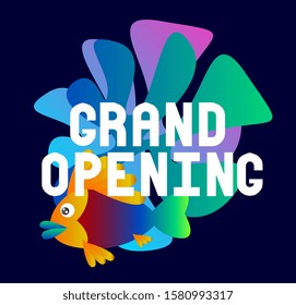 grand opening, beautiful greeting card background or template banner with colorful ocean theme. design vector illustration