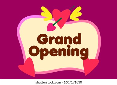 grand opening, beautiful greeting card background or template banner with love theme. vector design illustration