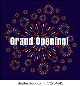 Grand Opening, Beautiful greeting card poster with fireworks