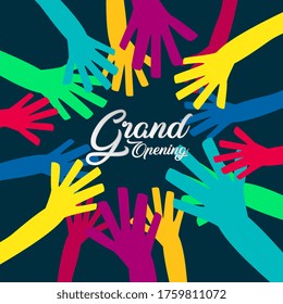grand opening, beautiful template banner with youth theme. vector design illustration, graphics elements for t-shirts, the sign, badge or greeting card and background photo booth