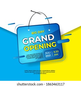 Grand opening blue abstract background. Discount promotion layout template design. Vector illustration