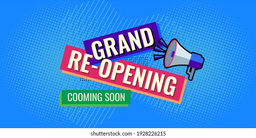 Grand re opening blue and black abstract sale banner coming soon