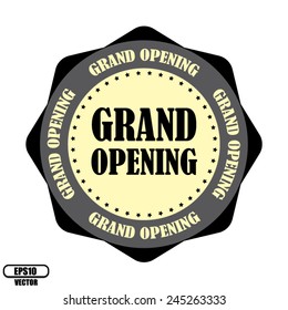 Grand Opening Business Banner Design Black border label, Product Badge - icon isolated on white background. Vector illustration.