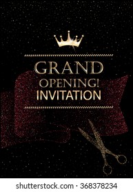 Grand opening card with abstract ribbon and scissors