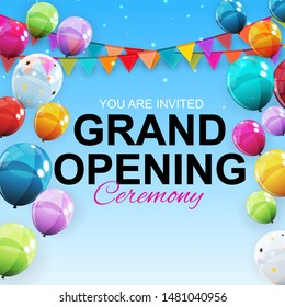 Grand Opening Card with Balloons Background. Vector Illustration EPS10