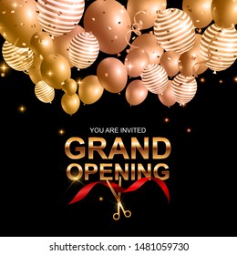 Grand Opening Card with Ribbon Background. Vector Illustration EPS10