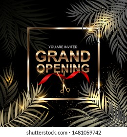 Grand Opening Card with Ribbon Background. Vector Illustration EPS10