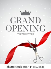 Grand Opening Card with Ribbon Background. Vector Illustration EPS10

