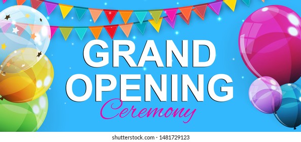 Grand Opening Card with Ribbon Background. Vector Illustration EPS10