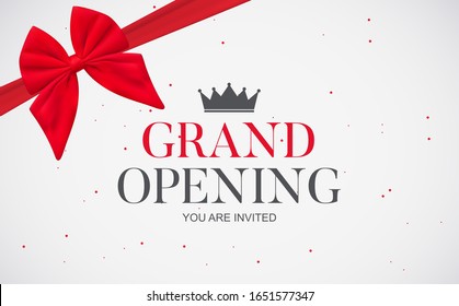  Grand Opening Card with Ribbon Background. Vector Illustration EPS10