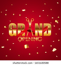 Grand Opening Card with Ribbon Background. Vector Illustration EPS10