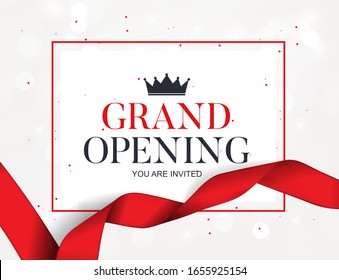 Grand Opening Card with Ribbon Background. Vector Illustration EPS10