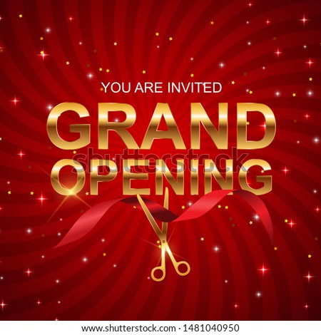 Grand Opening Card with Ribbon Background. Vector Illustration EPS10