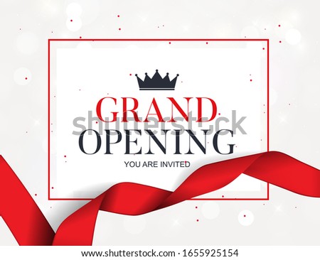 Grand Opening Card with Ribbon Background. Vector Illustration EPS10