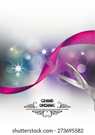 Grand opening card with scissors and blur background