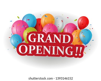 Grand opening celebrations background with colorful balloon