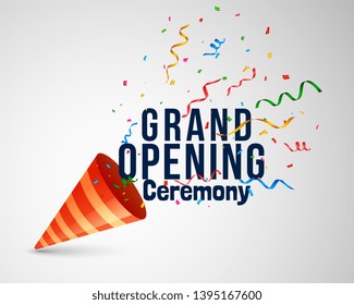 grand opening ceremoney background with confetti and cap