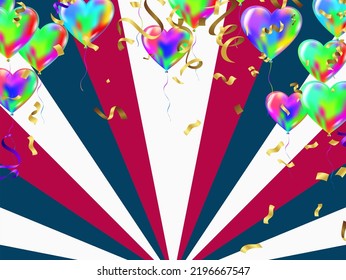 Grand opening ceremony with ..... balloon, ..... and confetti, for Retail, Shopping or Black Friday Promotion in style summer festival background with colorful air balloons and garlands. 