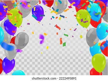 Grand opening ceremony with ..... balloon, ..... and confetti, for Retail, Shopping or Black Friday Promotion in style summer festival background with colorful air balloons and garlands. 